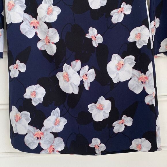 Banana Republic Belle V-Neck Bell‎ Sleeve Floral MIDI Dress Size 0 - Picture 5 of 13